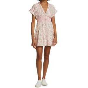 Alice + Olivia Keela Floral Print Smocked Button-Front Mini Dress Size 0